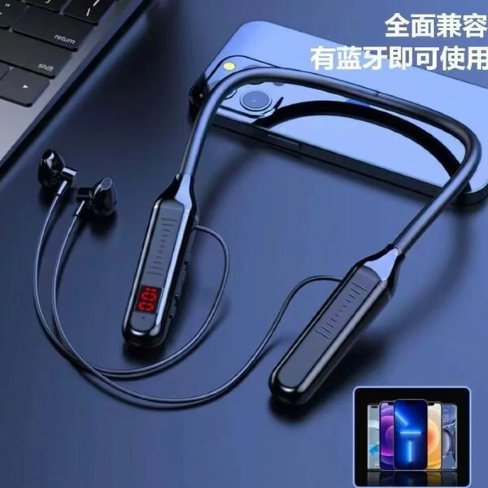 Wireless Bluetooth Neckband Headset with LED Display